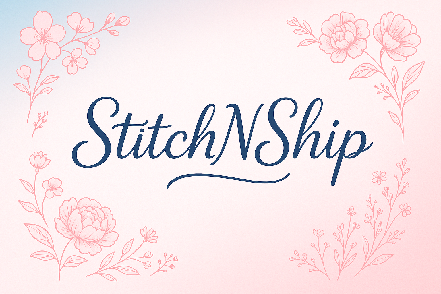 stitchnship with sky and baby pink color and some flower ndf trendingggg styleee and attractive